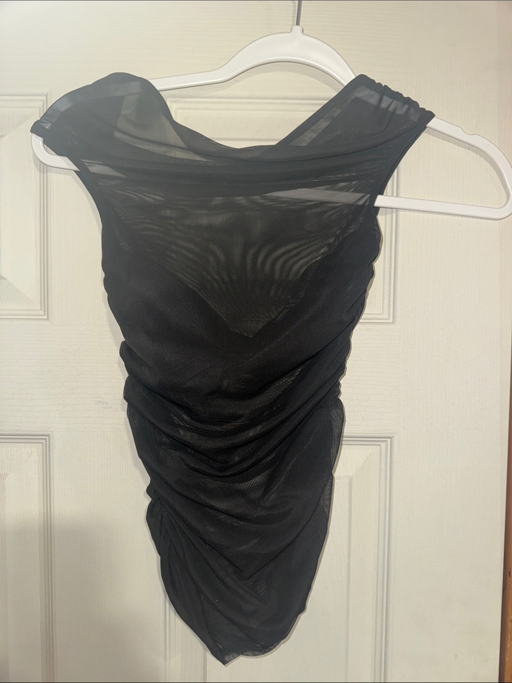 ASOS Black Sheer Ruched Mesh Crop Top